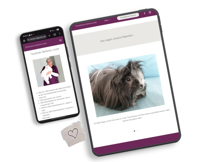 Ansicht einer von der Webseitenfrau gebauten Website mobil